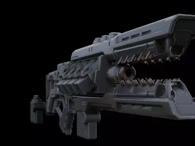 Sci-Fi Heavy Railgun Cyberpunk Plasma Cannon Game Ready Low-poly 3D model