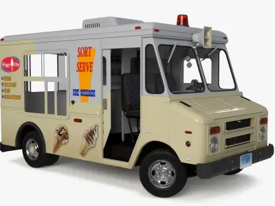 Vintage Ice Cream Truck Rigged for Cinema 4D 3D model