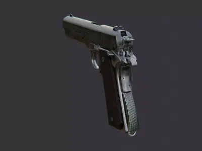 Semi Auto Pistol With Wood Grip Low-poly 3D model