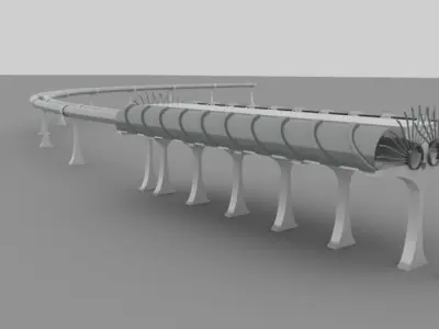 Futuristic Train Stop lowpoly 3D and CAD model Low-poly 3D model