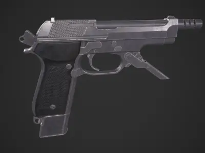 Beretta 93R Low-poly 3D model