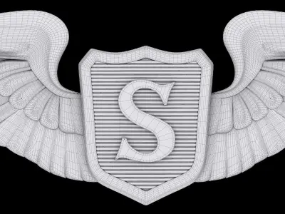 USAAF Service Pilot Wings Badge 3D model