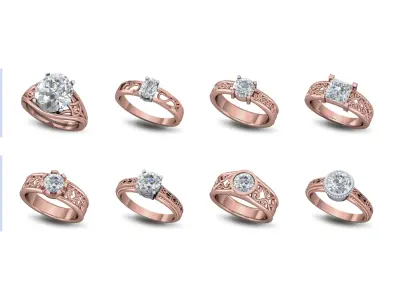 Various Collection of Vintage Antique Ladies Rings Jewelry 3D print model