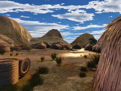 African Village At Sunset 3D model