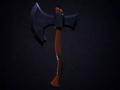 Styized Battle Axe - Game Ready PBR Low Poly Model Free low-poly 3D model