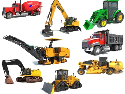 Heavy Construction Machinery 3D Model Pack