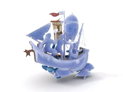 Historic Caravel Ship model pack Low-poly 3D model