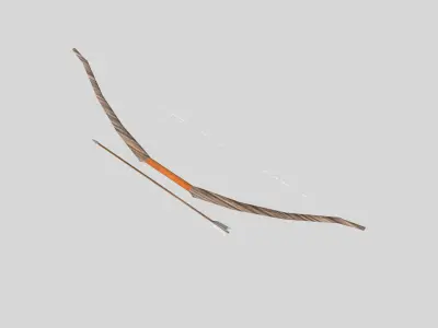 low poly bow 1 and arrow Low-poly 3D model