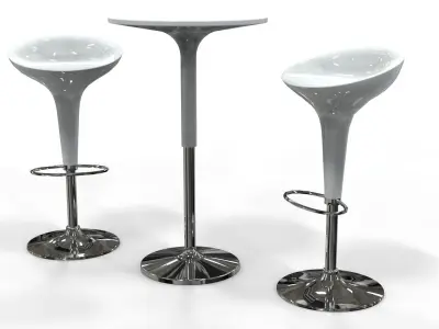 High table and stool - Bar set 1 3D model