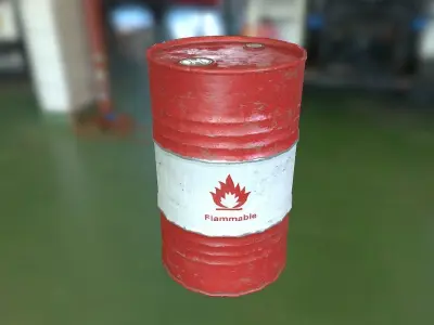 Oil Barrel Low-poly 3D model 9