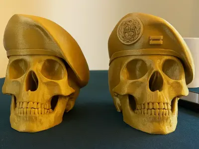 Peruvian Army Beret Skull printable and renderable 3D print model