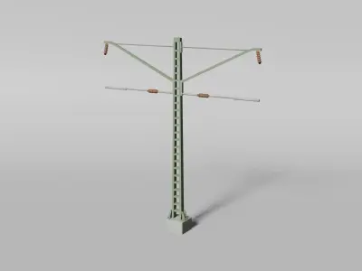 Middle overhead line mast for railway lines 3D model