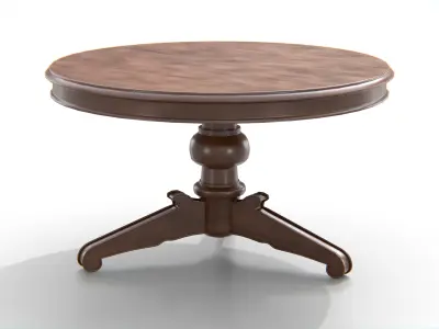 Antique Round Wooden Table 02 Low-poly 3D model