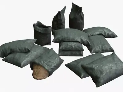 Military Sand Bags Assets 01 Low-poly 3D model