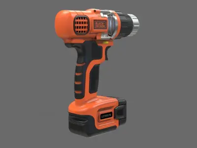 Cordless Drill black and decker 3d model 3D model
