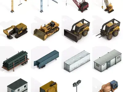 Industrial Vehicles Pack Low-poly 3D model