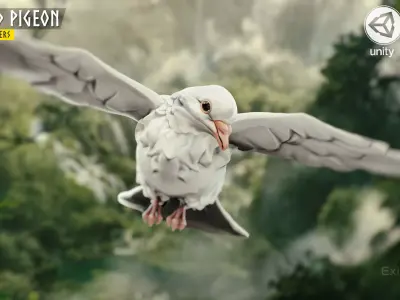 White Pigeon - Flying System - Bird Behavior Low-poly 3D model