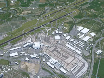 Manchester Airport UK 10km Low-poly 3D model
