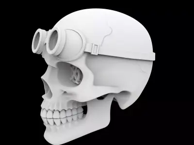Steampunk Skull With Goggles 3D Print Model 3D print model