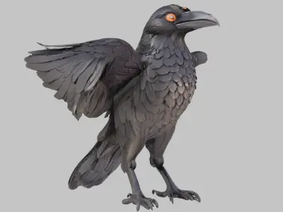 3D Raven Model Low-poly 3D model