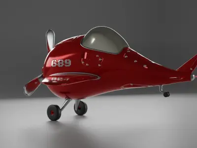 Code 689 Dolphin Cartoon Plane Low-poly 3D model