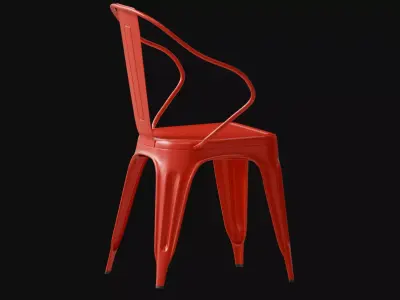 Red Metal Tolix Armchair Low-poly 3D model