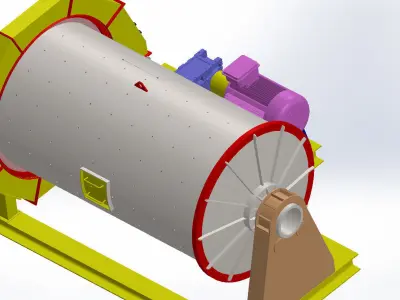 ball mill 2200 x 4000 FOR MINE GRINDING 3D model