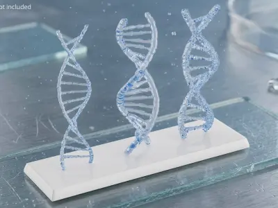 DNA Double Helix Models with Display Stand Blue 3D model