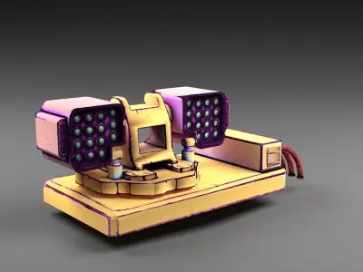 Cartoon flare-gun turret Low-poly 3D model