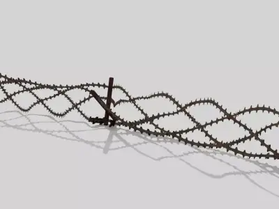 Barbwire barbed wire fence Free 3D model