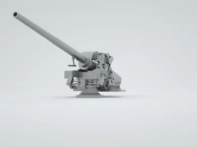 Bofors 15cm 150mm 50 Mk6 Naval Gun and Artillery 3D model