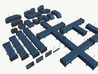 Modular ventilation Low-poly 3D model 2