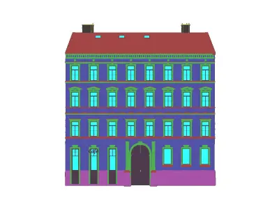 Street Facade Residantial Building Brown 3D model