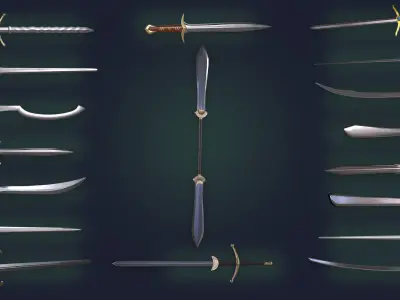 18 Different types of Swords Low-poly 3D model Low-poly 3D model