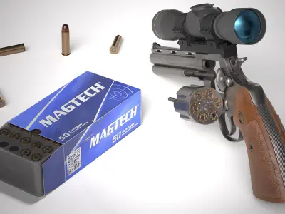 Python Revolver 6 -Telescopic Sight Low-poly 3D model