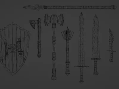 Low Poly Fantasy Weapons Pack Low-poly 3D model