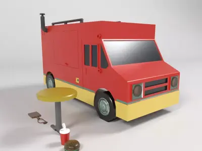 food truck lowpoly Low-poly 3D model purchase