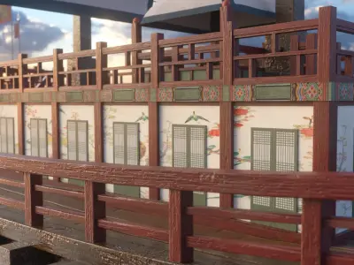 Korean Japanese Medieval Ship Set 3D model