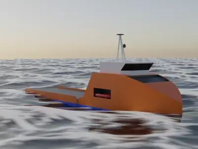 offshore supply ship Low-poly 3D model