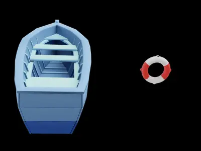 Cartoon boat Free low-poly 3D model