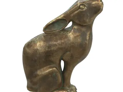 Rabbit metal statues Low-poly 3D model