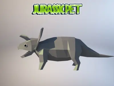 Triceratops origami Low-poly 3D model