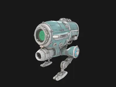 Abstract Sci-Fi Machine Futuristic Cybernetic Mechanism Low-poly 3D model