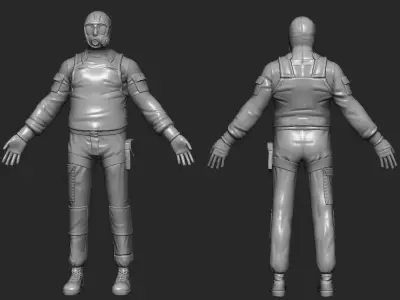 Soldier in gasmask 3D model