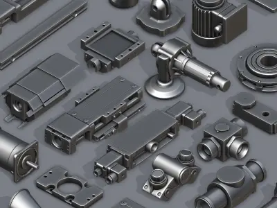 Subdivision Ready Industrial Mechanical Parts Kit-bash Pack 3D model