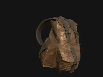Bag leather military Low-poly 3D model
