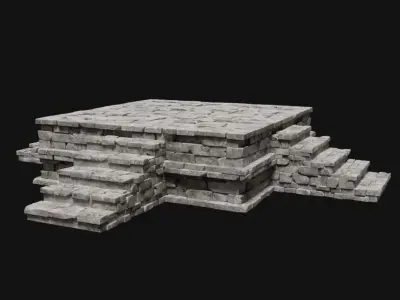 AZTEC MAYAN INKA MESOAMERICA STONE PLATFORM STAIRS COLLECTION 3D model
