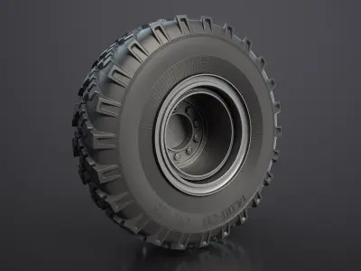 Ural-375 Truck Wheel High-Poly 3D model