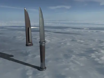 Knife two knives in sky Low-poly 3D model