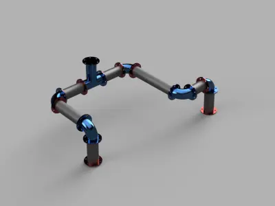 Industrial Pipe System with Flanged Connections 3D print model